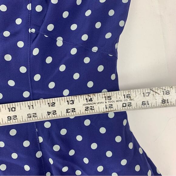 J. Peterman women's size 10 medium silk blue polka dot button up dress - Picture 6 of 12